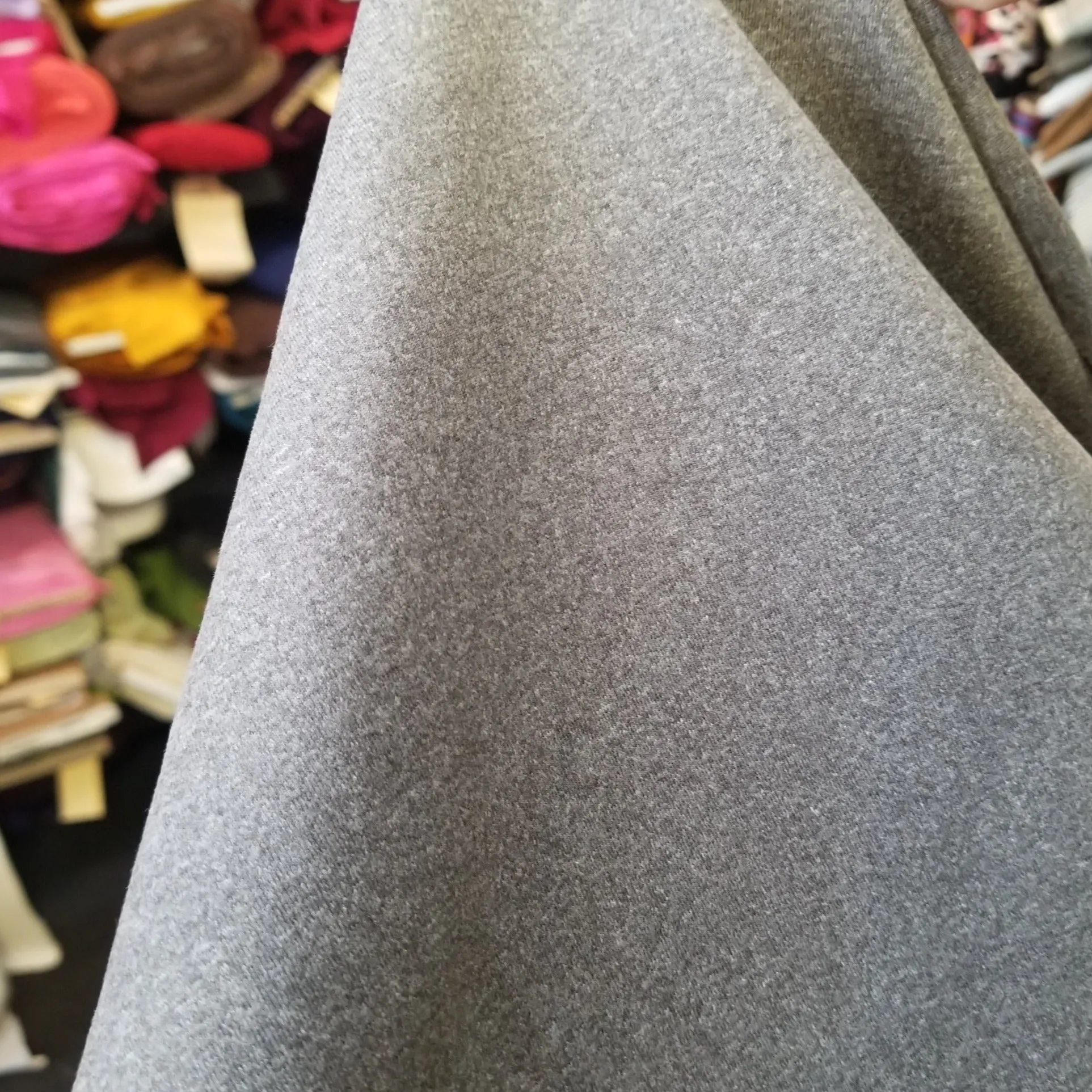 End of BOlt: 4.5 yards of Designer Deadstock Athletic Wear Heavy Gray Ponte Like Stretchy Knit- remnant