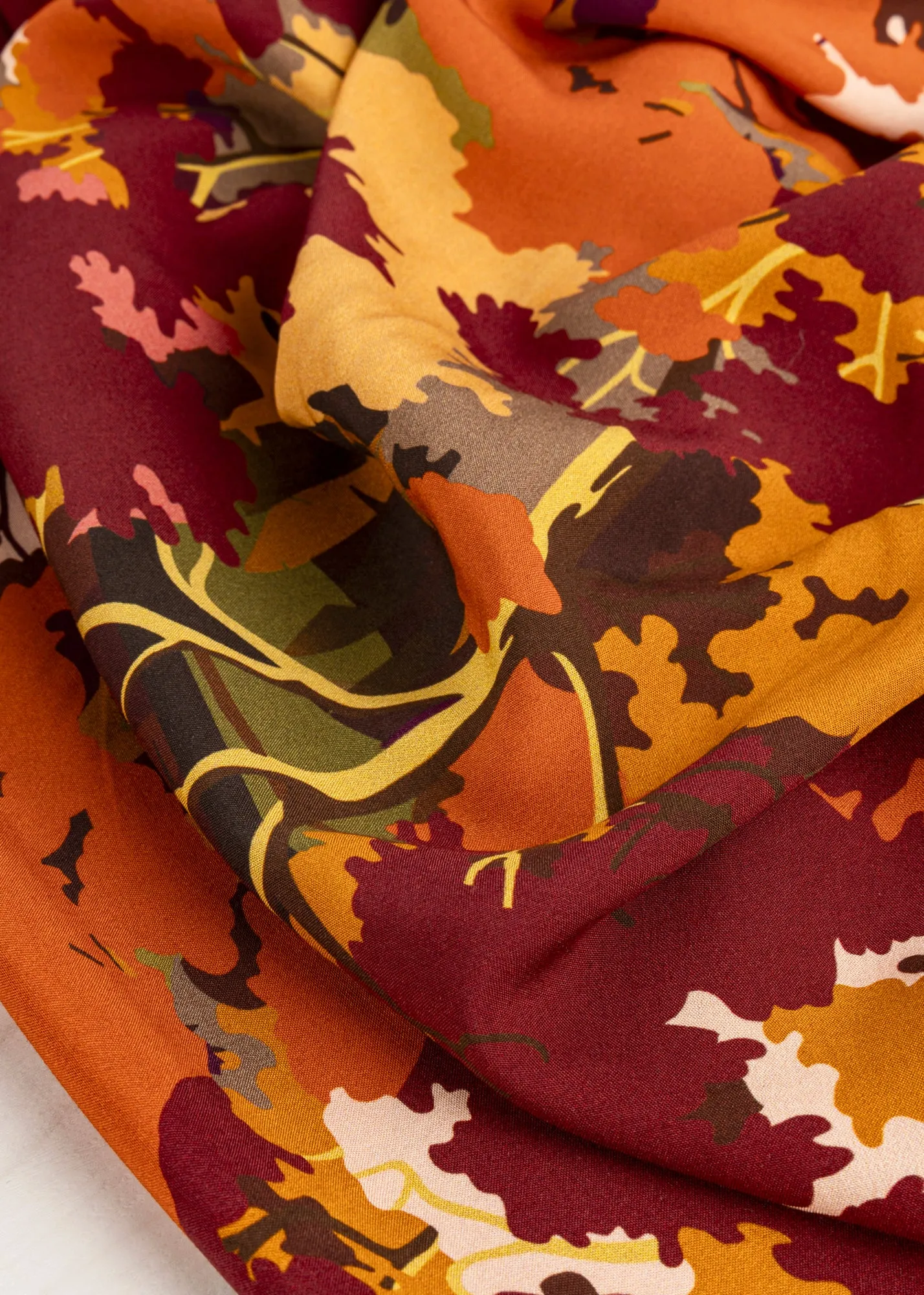 Fall Forest Viscose Print - Warm Tones - Swatch