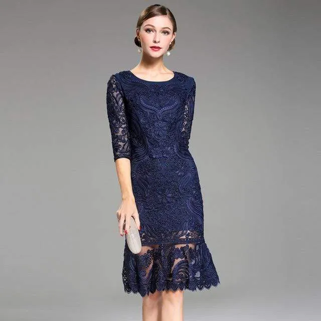 Fashion Lace Embroidery Mermaid Party Dress