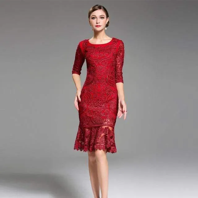 Fashion Lace Embroidery Mermaid Party Dress