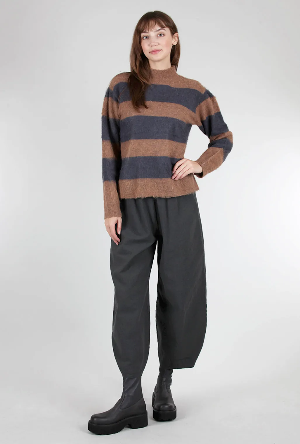 Fluffy Stripe Sweater, Chocolate