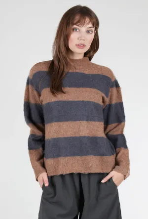 Fluffy Stripe Sweater, Chocolate