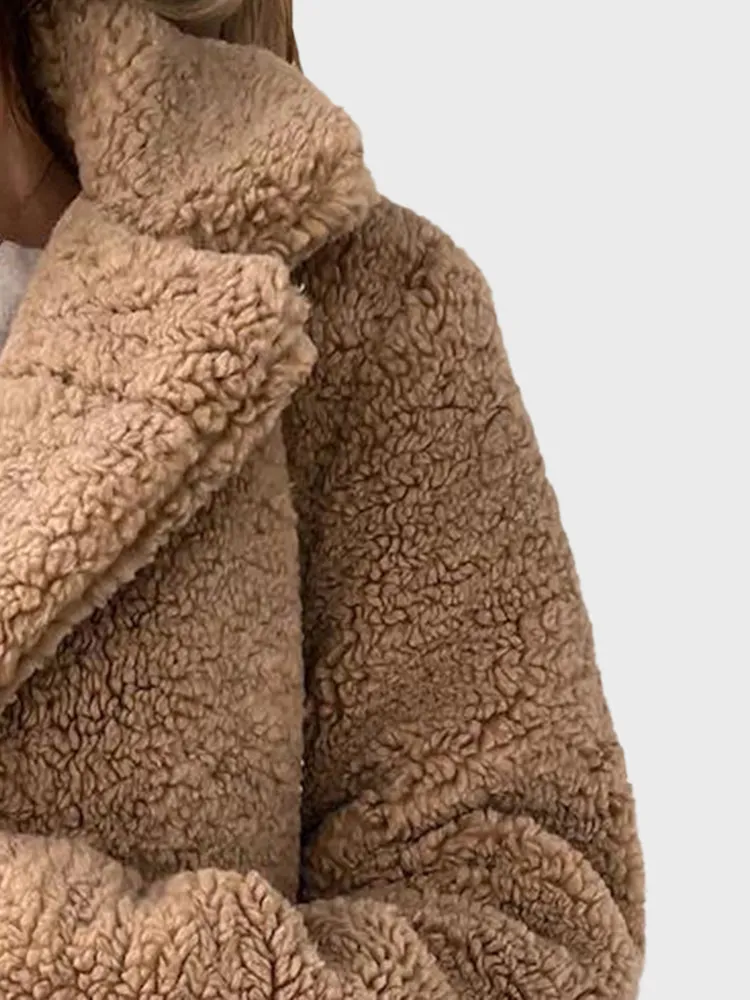 Furry Long Sleeved Plush Coat