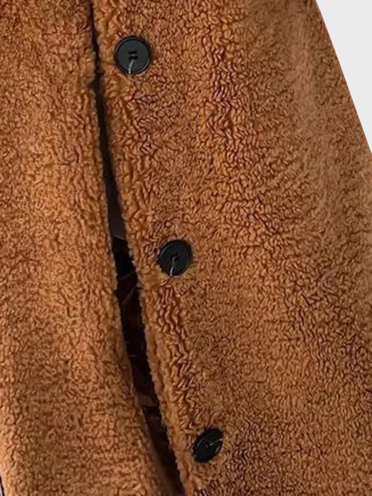 Furry Long Sleeved Plush Coat