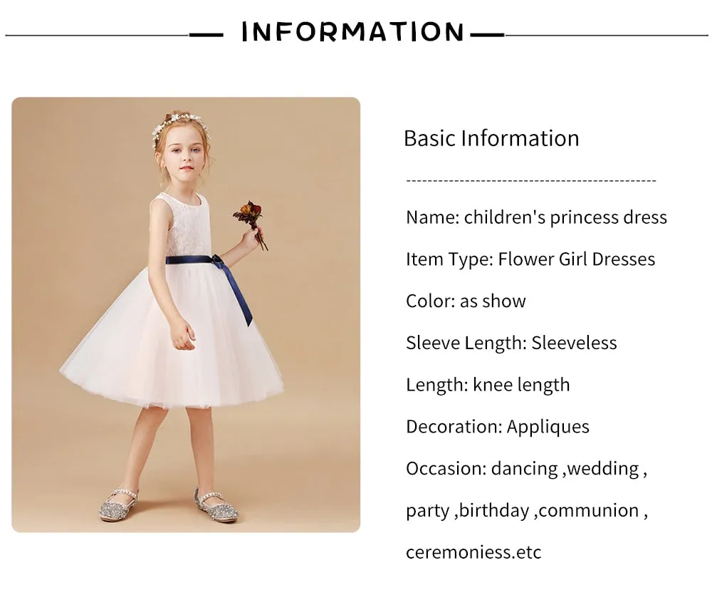 Girls Sleeveless Fancy Wedding Dress