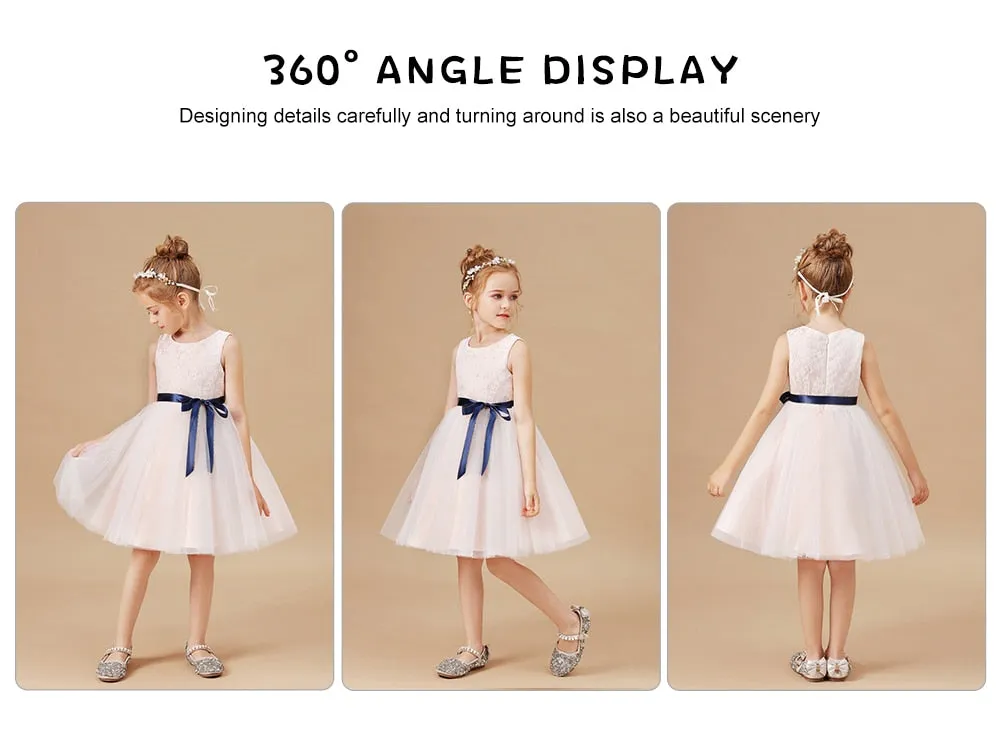 Girls Sleeveless Fancy Wedding Dress