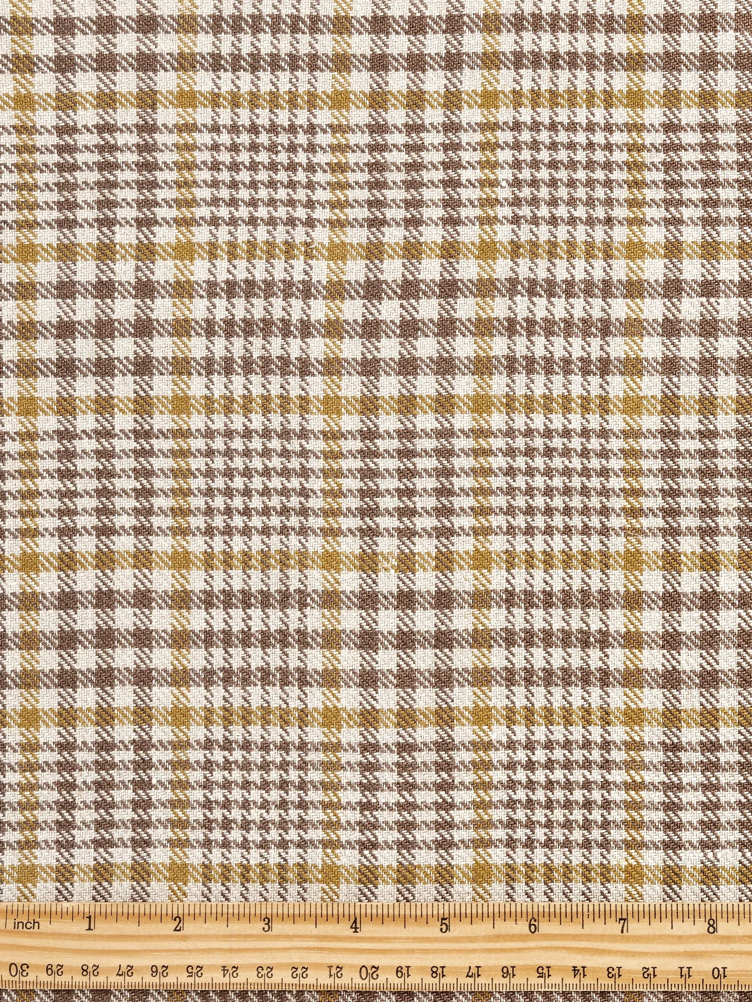 Glen Check Irish Linen Heavy Suiting Deadstock - Beige   Brown   Ochre - Swatch