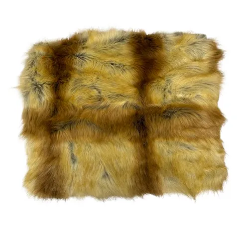 Golden Brown Foxtail Print Multicolor Faux Fur Shag Fabric