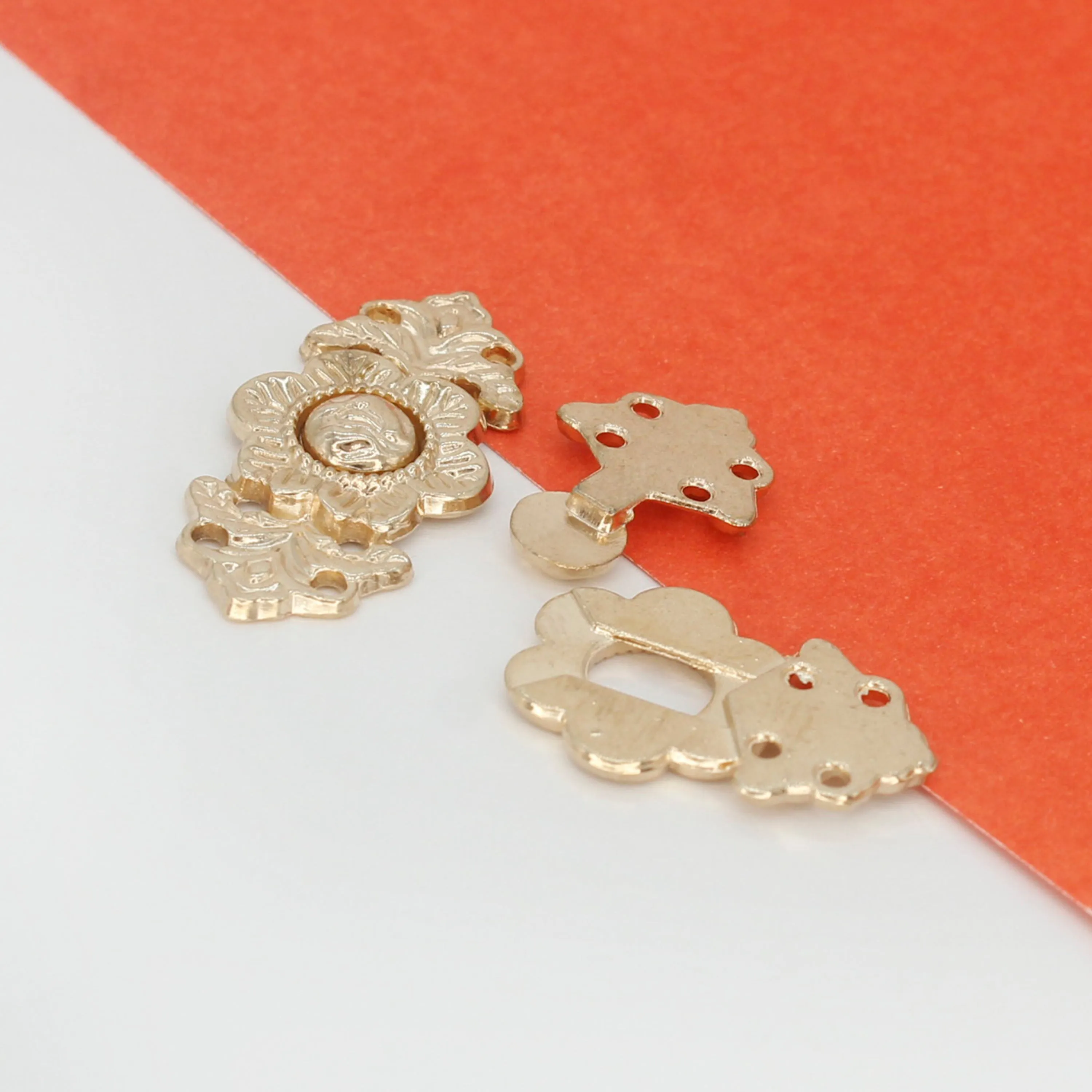 Golden Floral Fantasies Frog Closure Metal Buttons