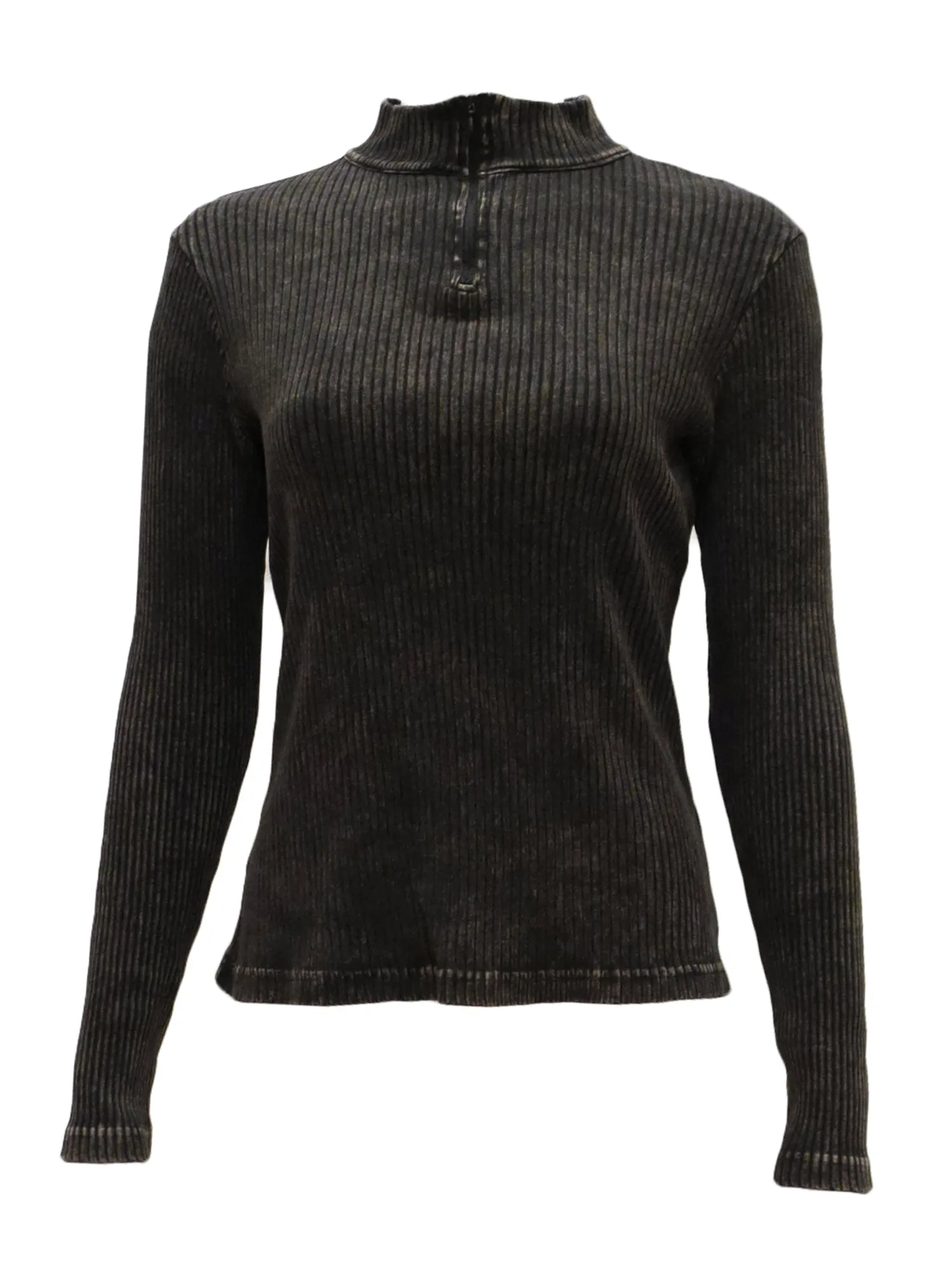 Hard Tail Wide Ribbed Half Zip Mock Neck Top (CMR-38)