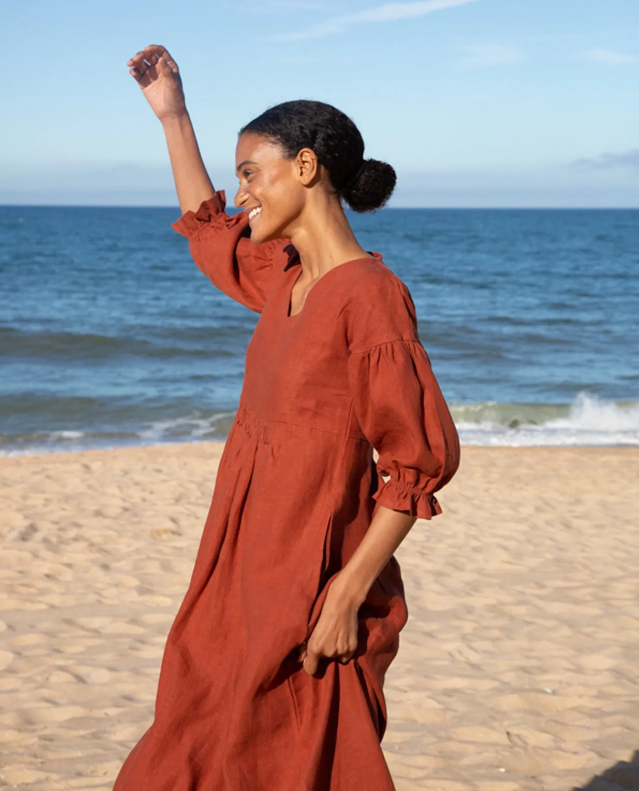 Harper-May Linen Dress In Paprika