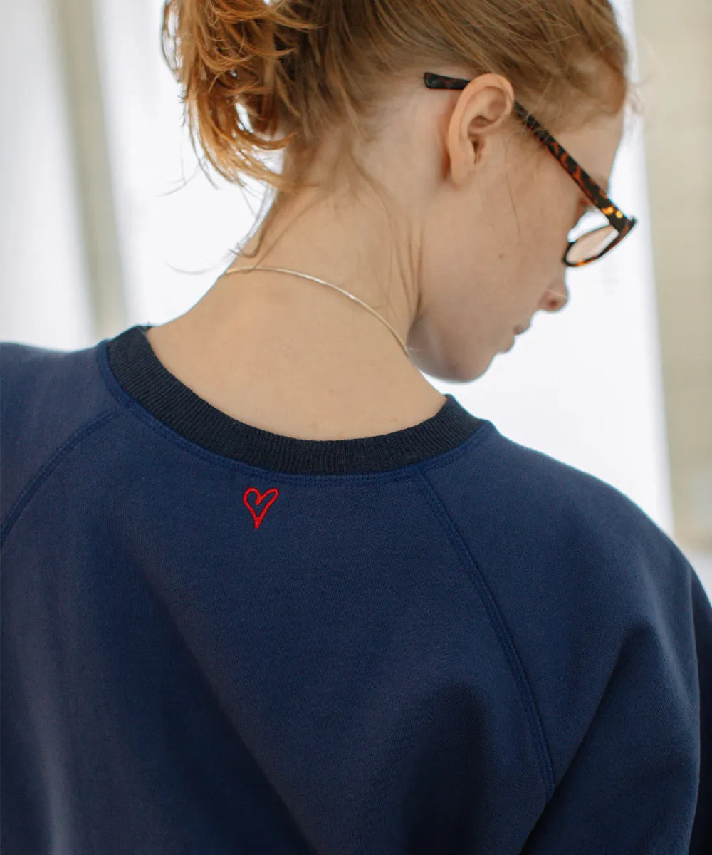 heart embroidery sweat tops