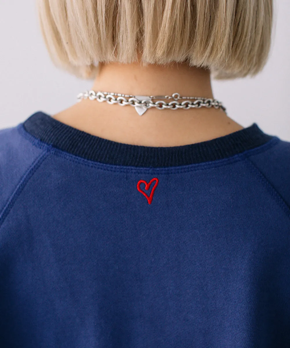 heart embroidery sweat tops