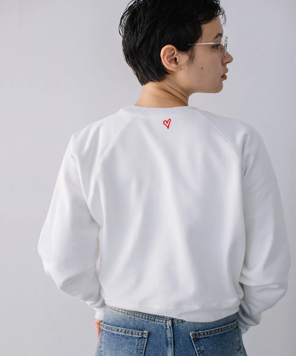 heart embroidery sweat tops