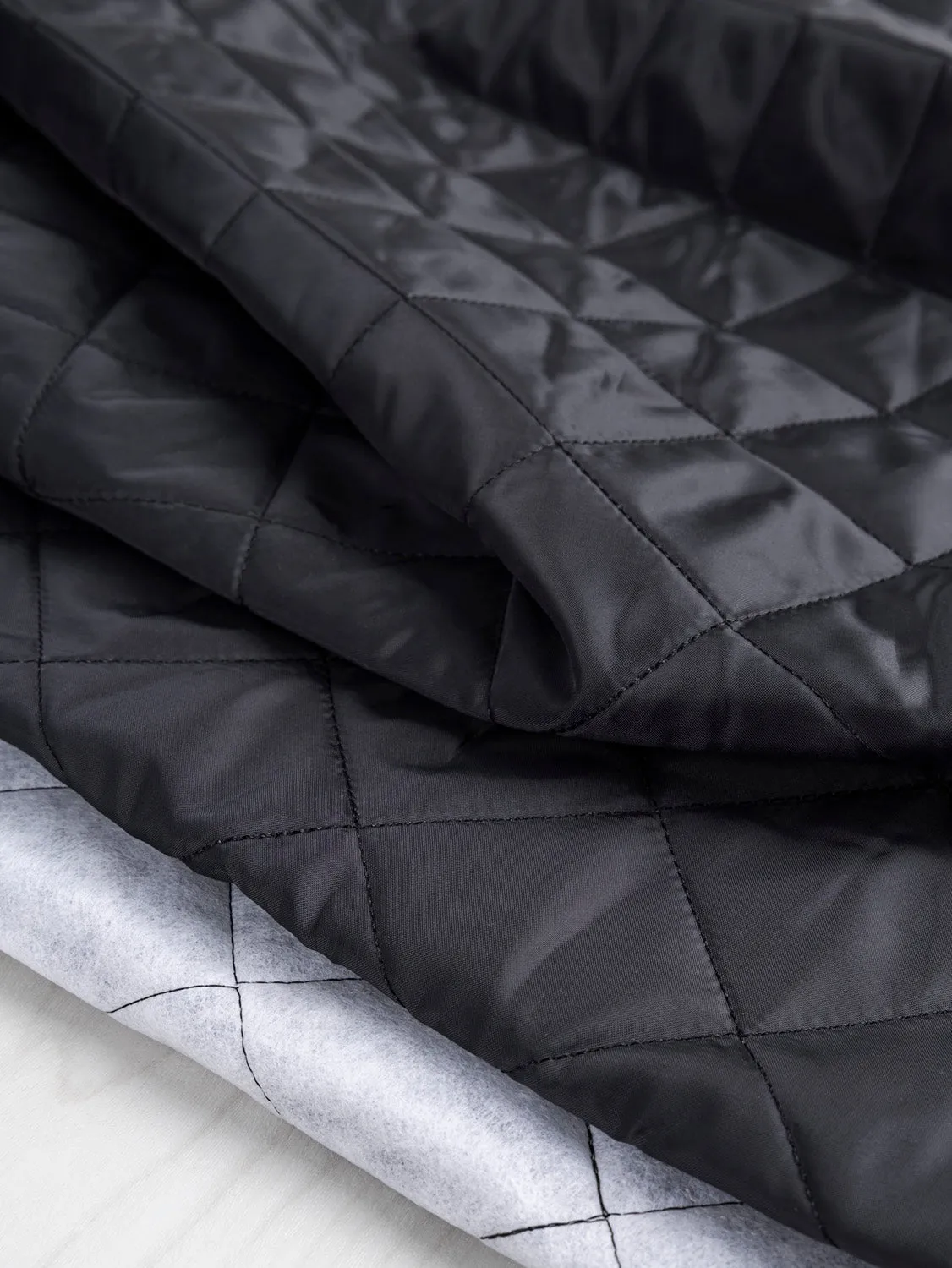 Heavy Quilted Lining Deadstock - Black - Swatch