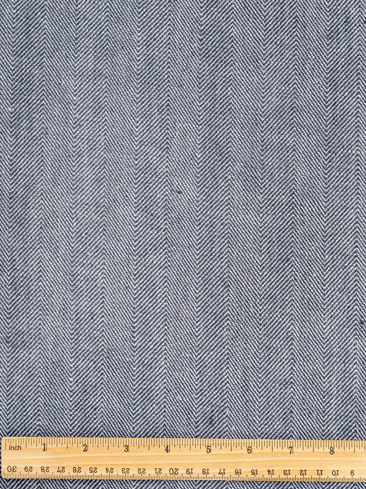 Herringbone Irish Linen Heavy Suiting Deadstock - Navy   Grey - Swatch