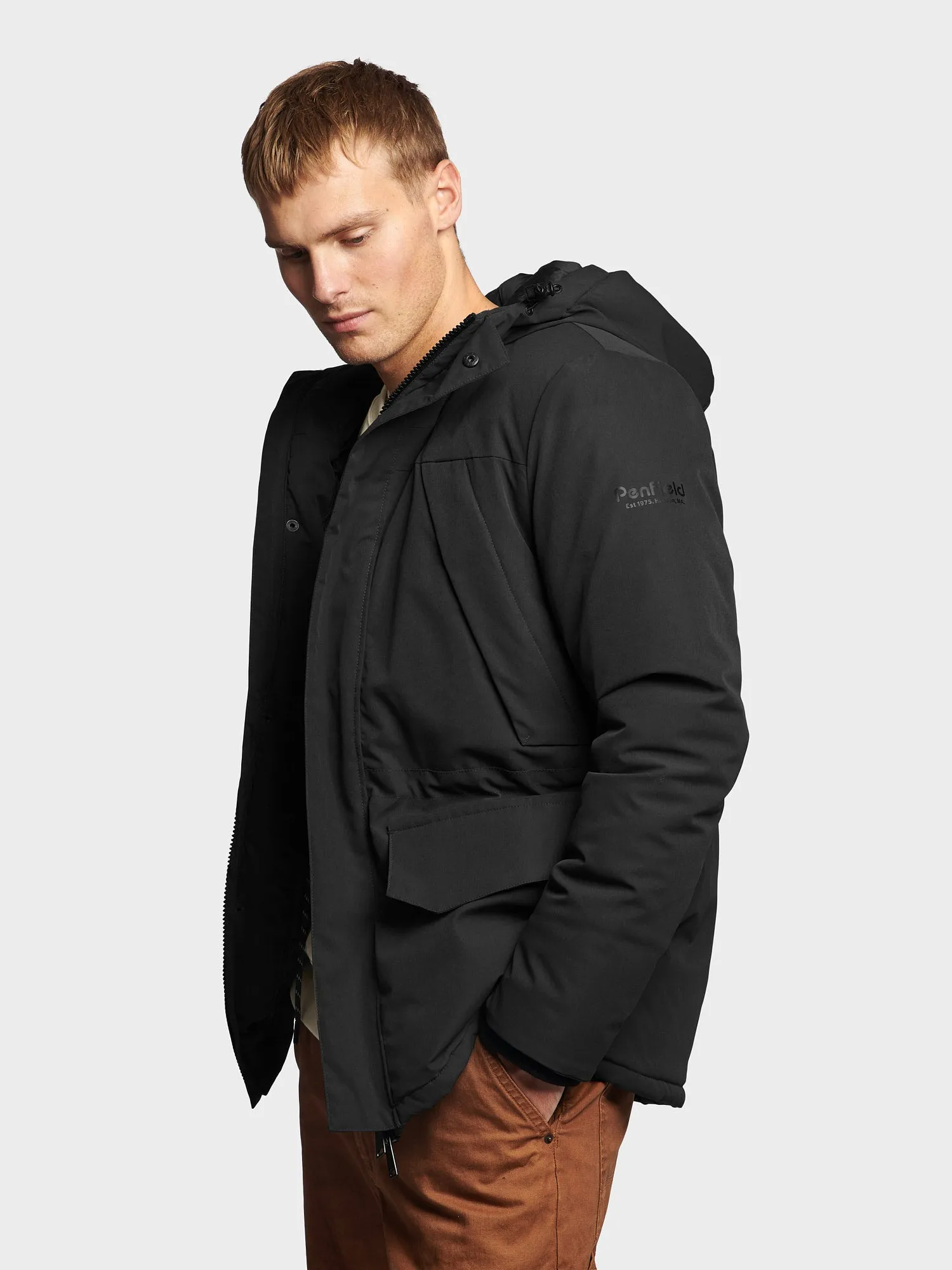 Hudson Script Technical Parka Jacket in Black