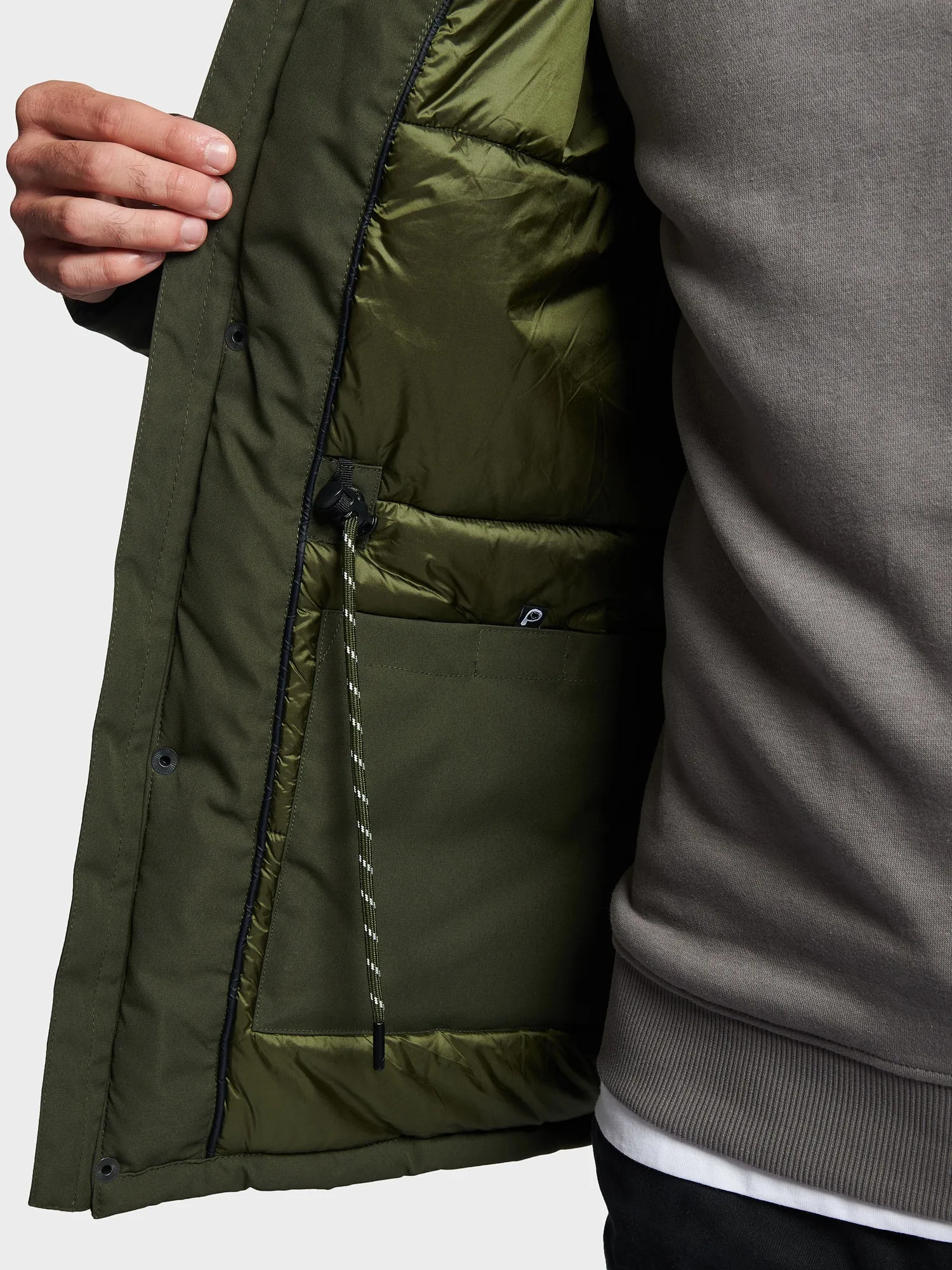 Hudson Script Technical Parka Jacket in Forest Night