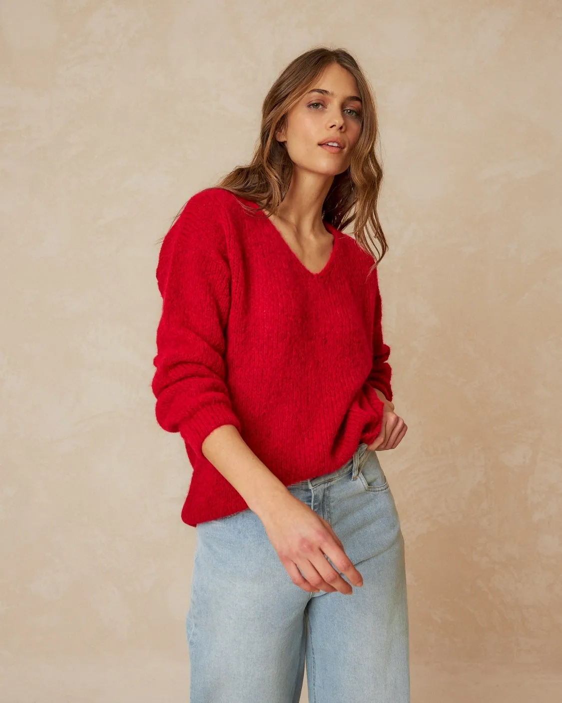 Indi & Cold Chunky V-Neck Sweater