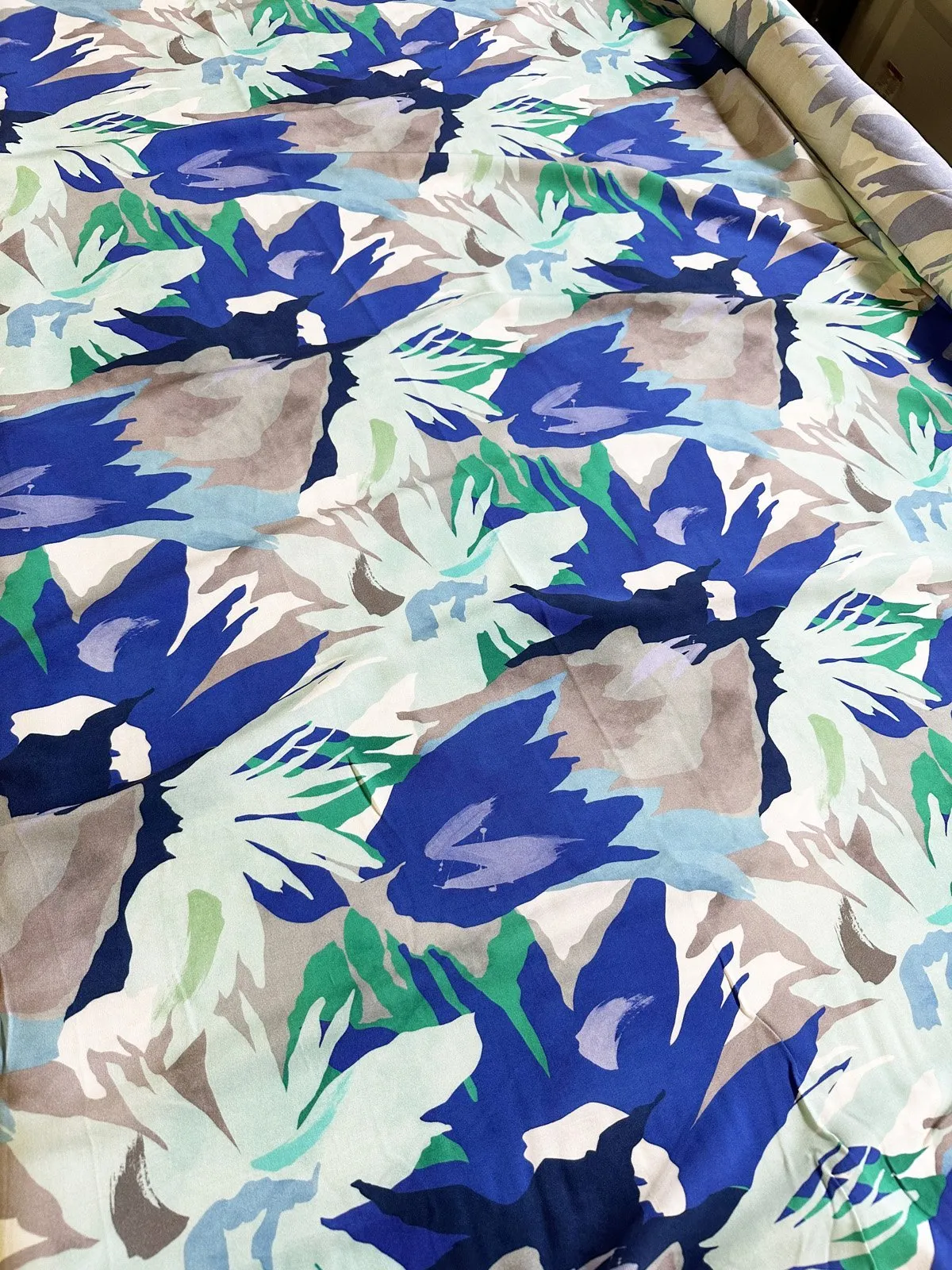 Italian Blue Floral Rayon Challis