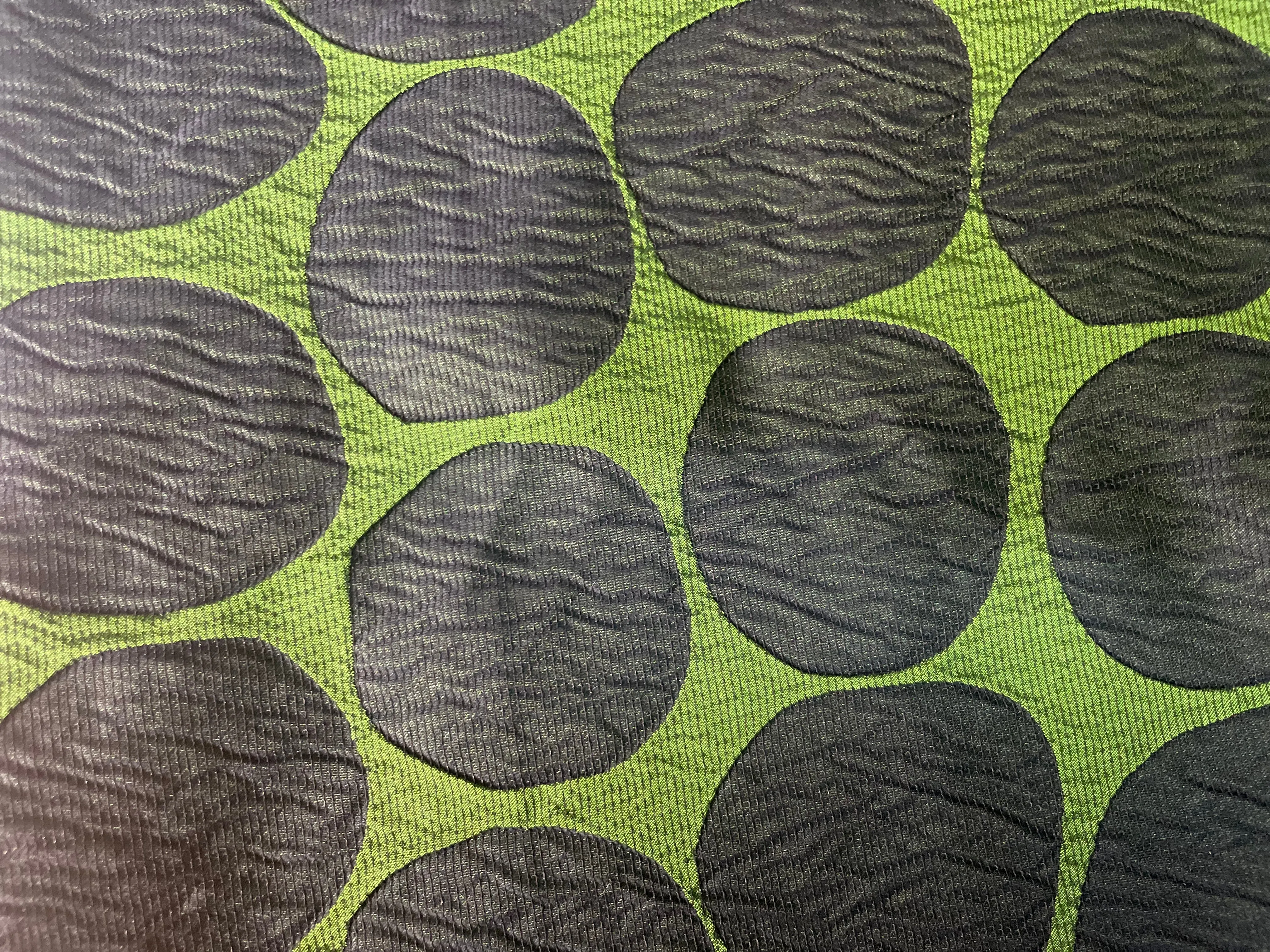 Italian Circles Textured Patterned Rayon Crepe - Green & Navy