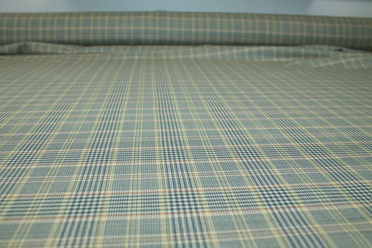 Italian Plaid Wool Shirting - Greens/Gold/Blue