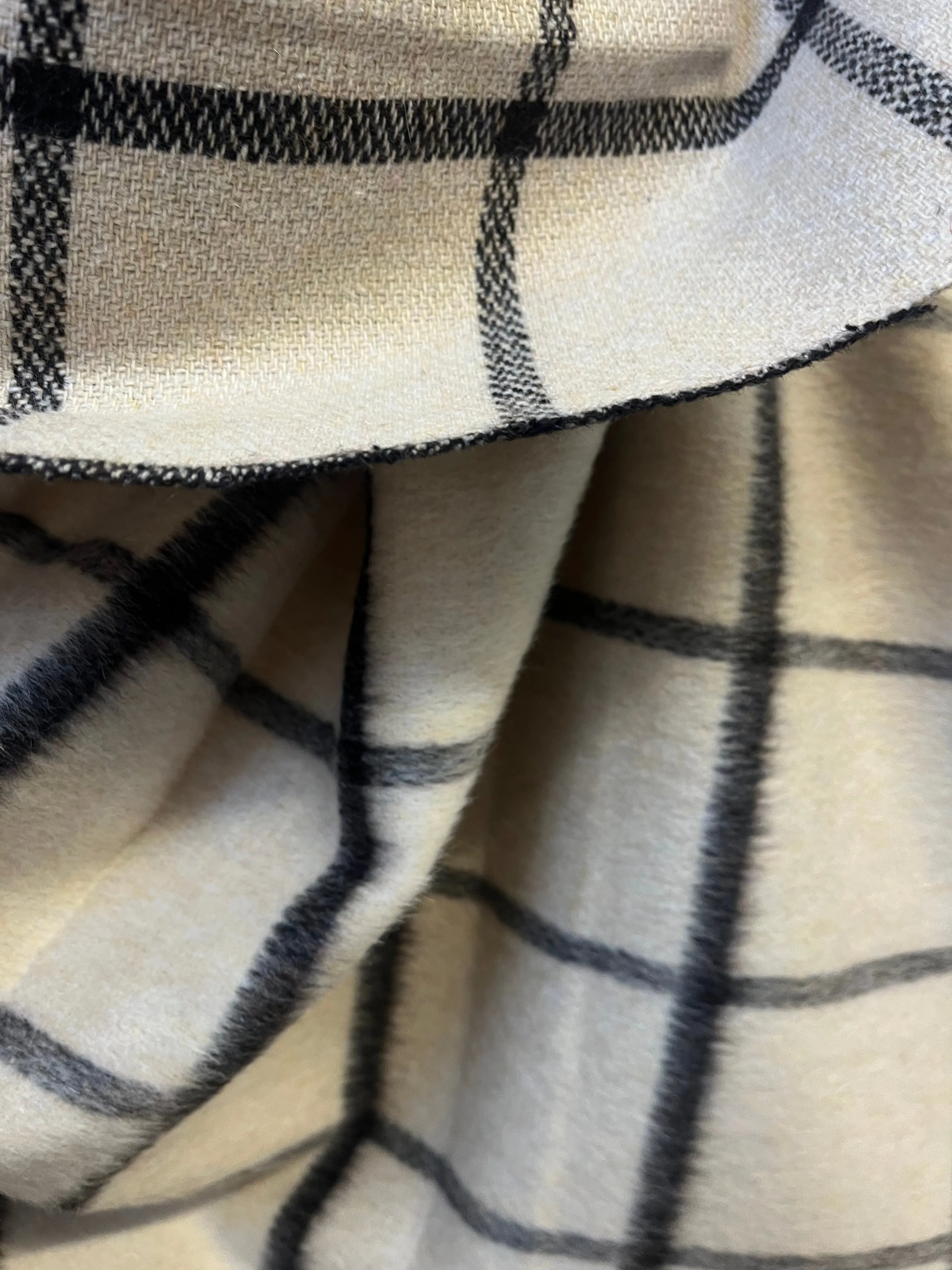 Italian Super Mohair Wool Plaid - Beige & Black