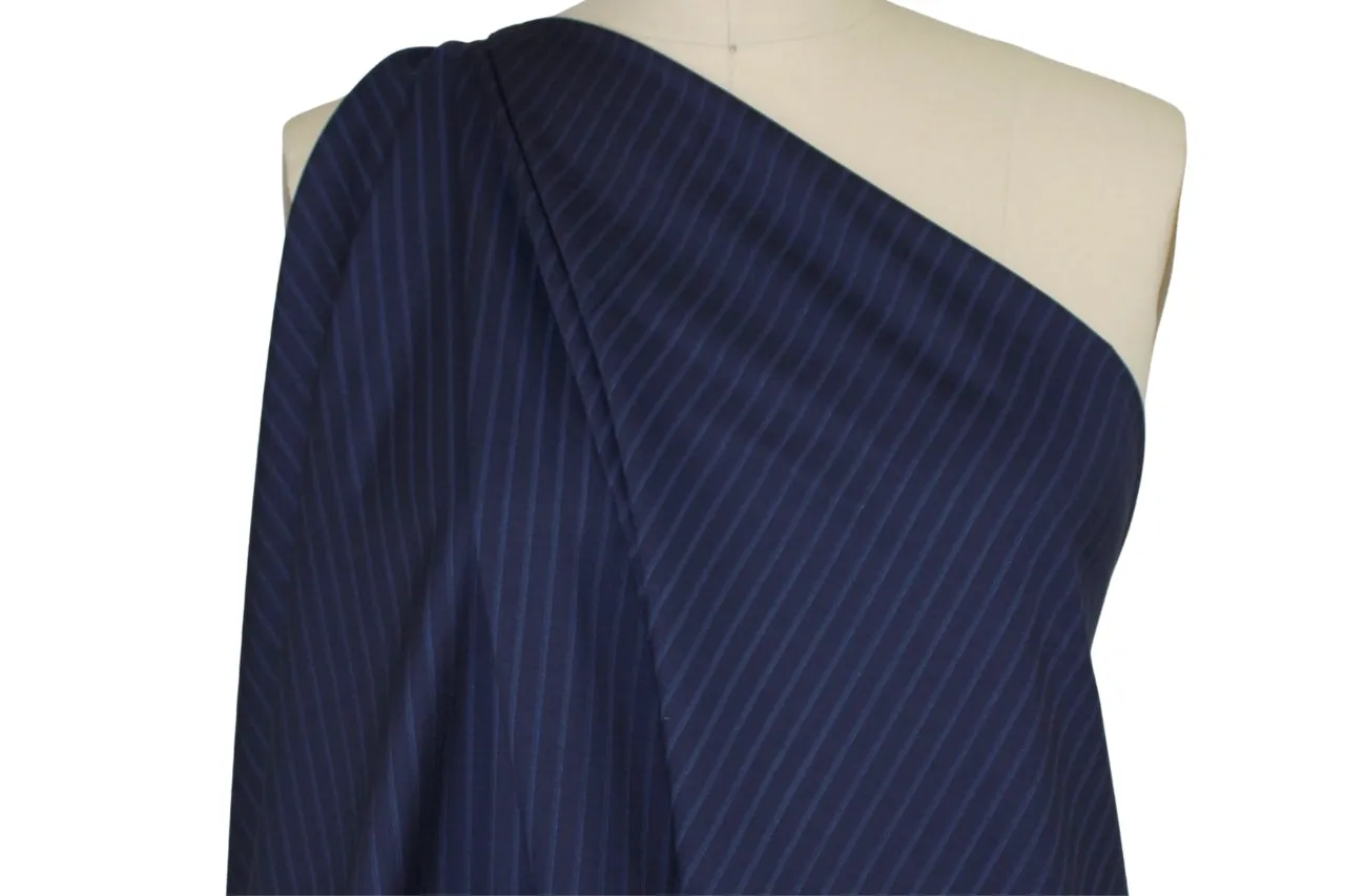 J0seph Abb0ud Super 120 Pinstripe Wool - Bright Navy