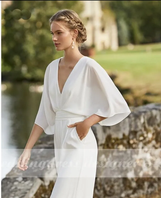 Jumpsuit Wedding Dress with pocket