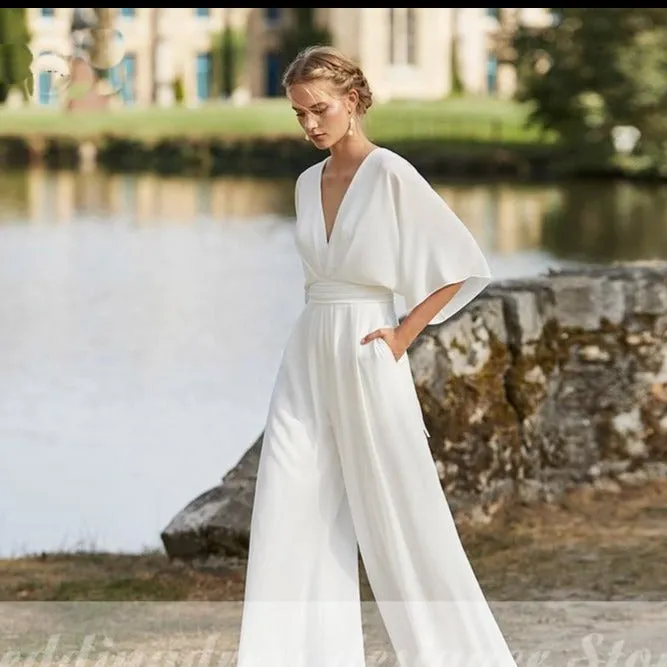 Jumpsuit Wedding Dress with pocket