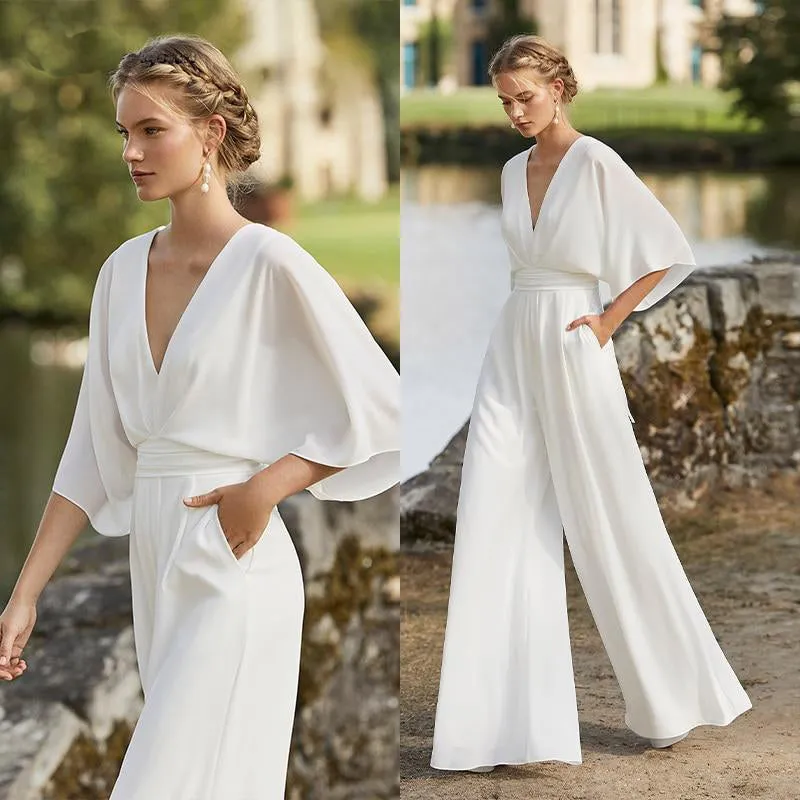 Jumpsuit Wedding Dress with pocket