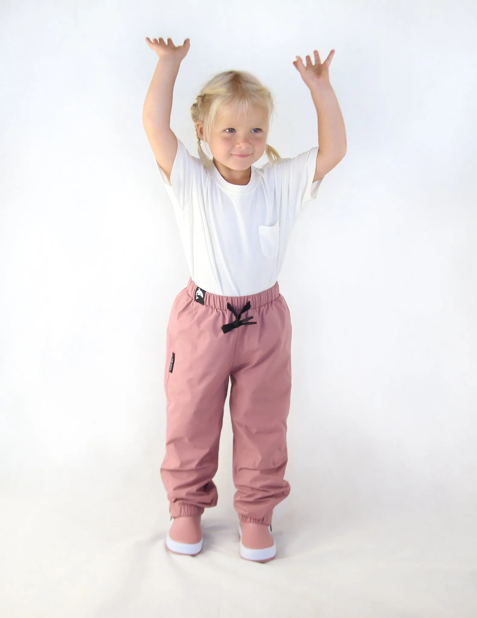 KidORCA Kids Rain Pants Hard Shell Waterproof _ Ash Rose