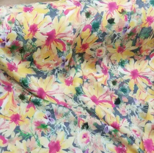 LA FINCH 5 yard precuts: 5 yards of Designer Deadstock Charcoal and Peach Floral Viscose Soft Woven