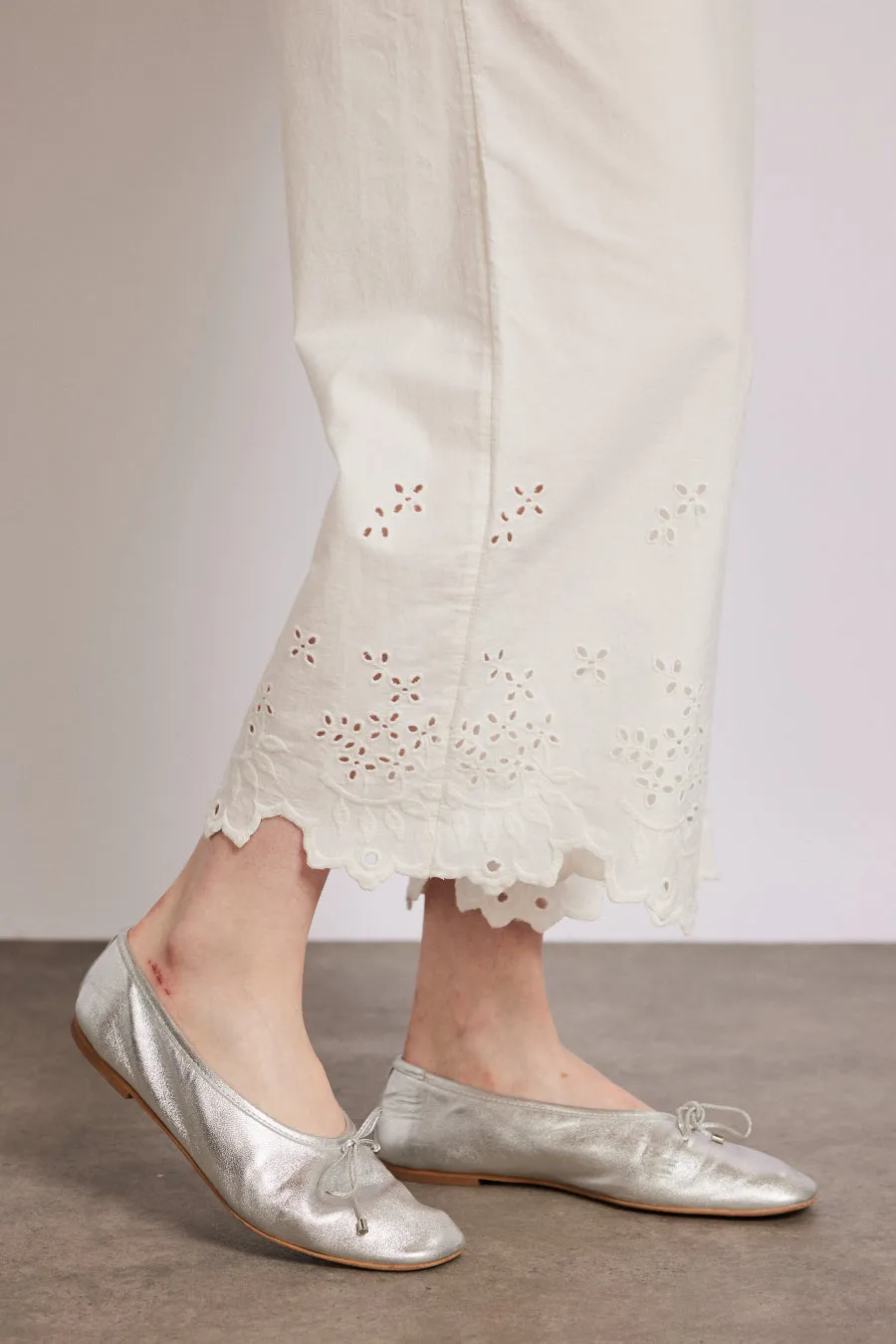 lana trousers - white broderie