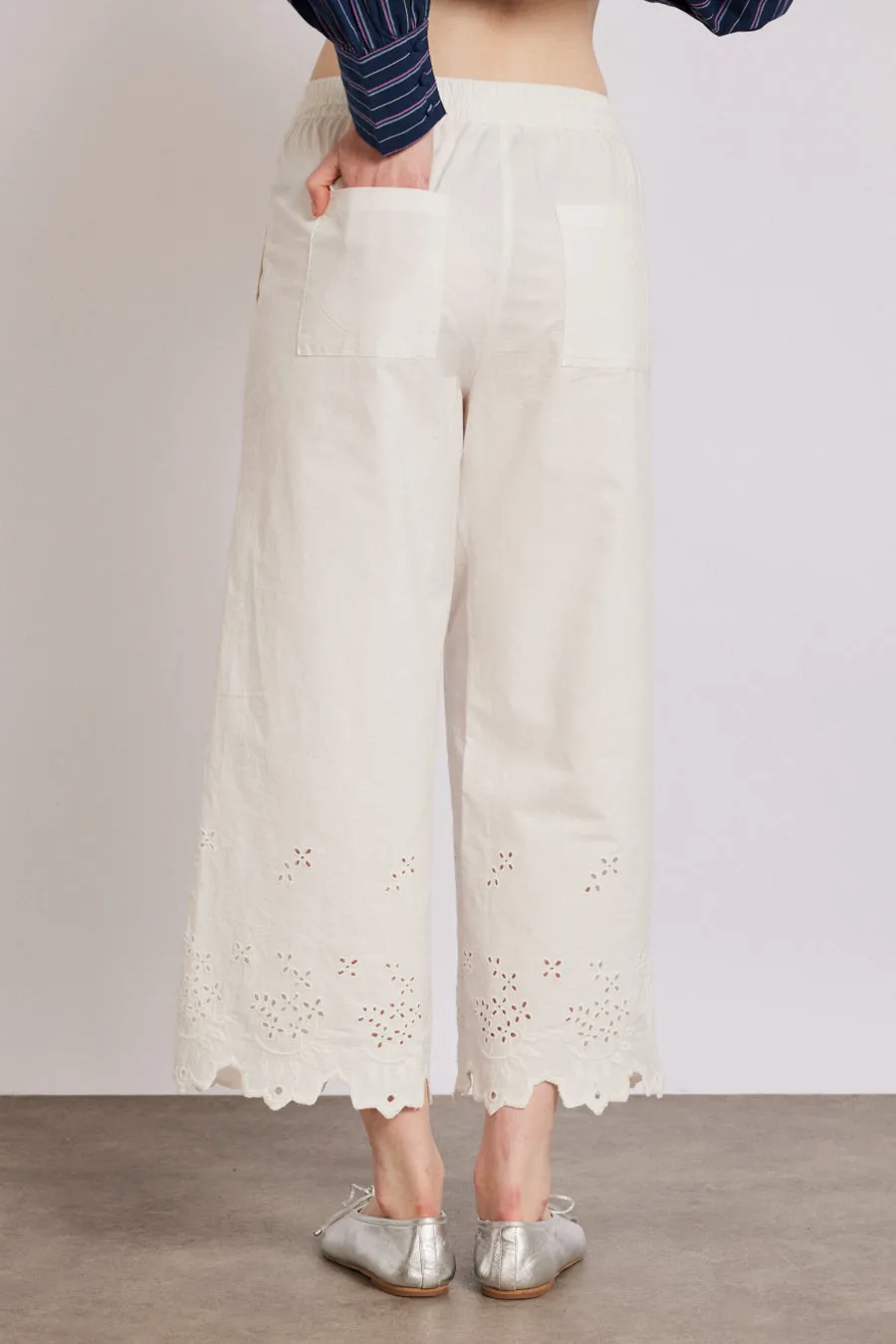 lana trousers - white broderie