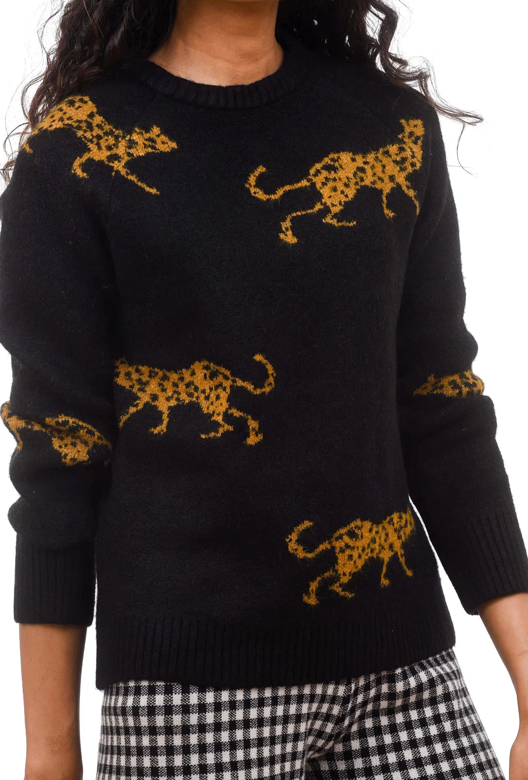 Leopard Print Sweater, Black