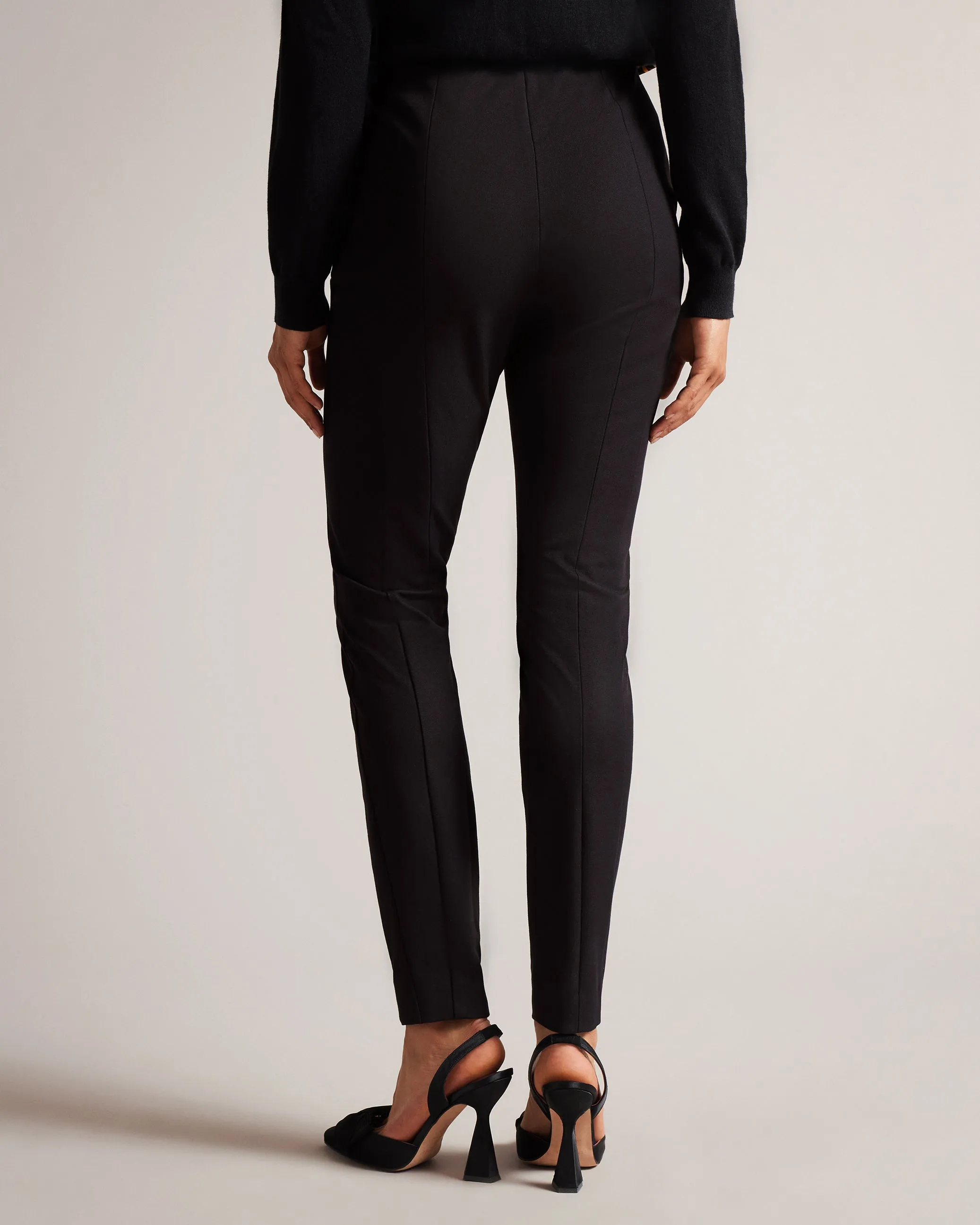 Liroi High Waisted Trousers With Faux Poppers Black