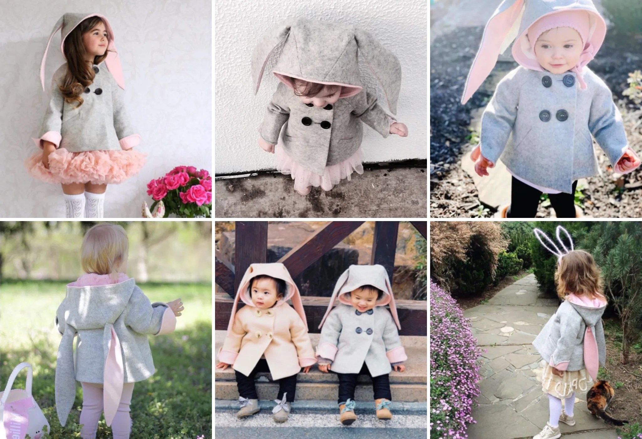 Luxe Bunny Coat in Grey & Pink