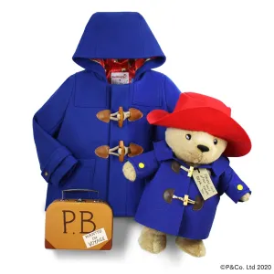 Luxe Paddington Gift Set: Classic Wool Duffle Coat with 16" Soft Toy and Suitcase in