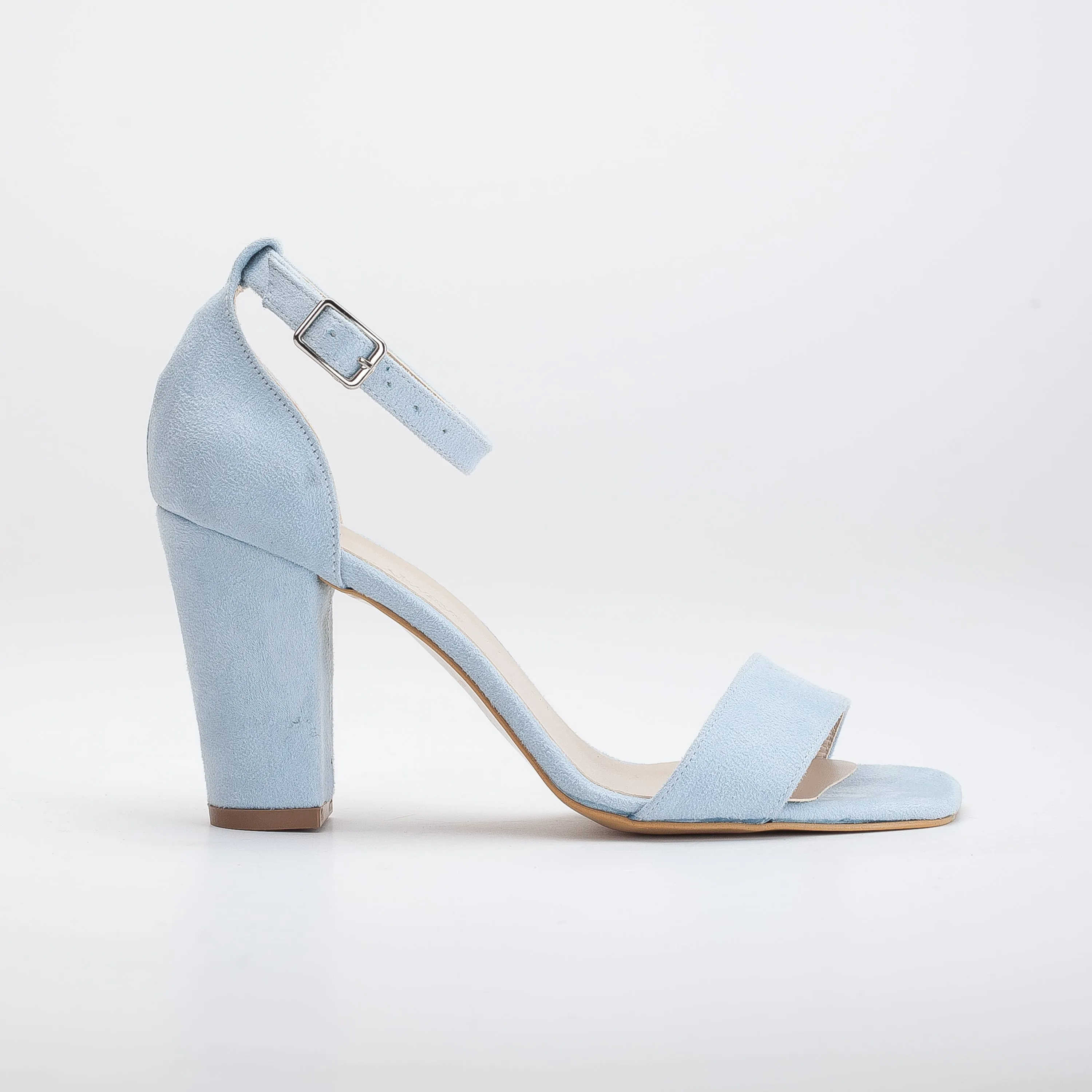 Melissa - Blue Suede Sandals with Pearls