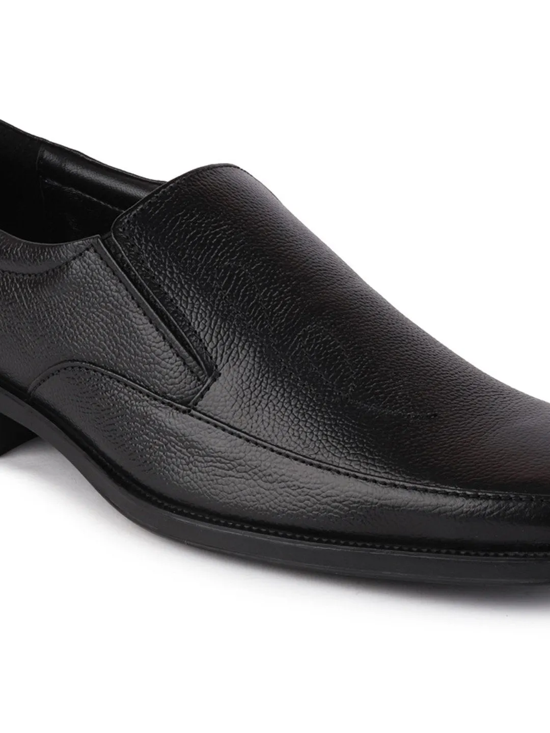 Men Black Plus Size Genuine Leather Formal Slip On Shoes