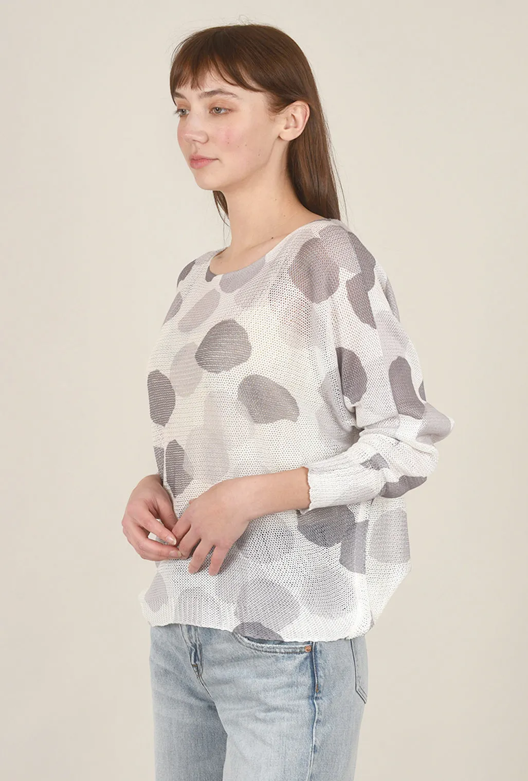 Mesh Dots Dolman Topper, Silver Combo