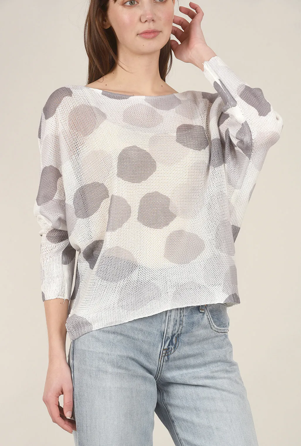 Mesh Dots Dolman Topper, Silver Combo