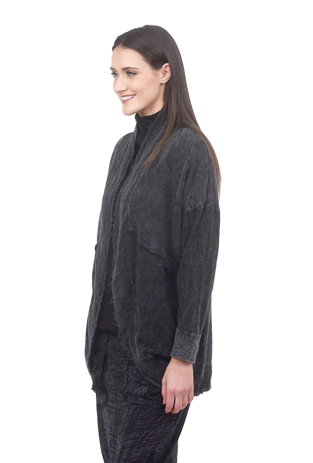 Mineral Wash Terry Jacket, Onyx