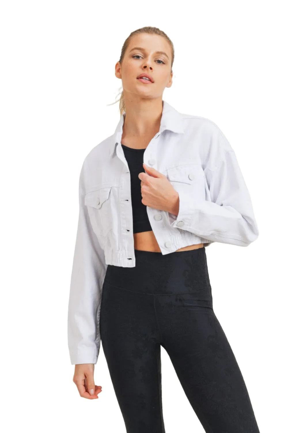 Mono B Crop White Denim Jacket KJ11743