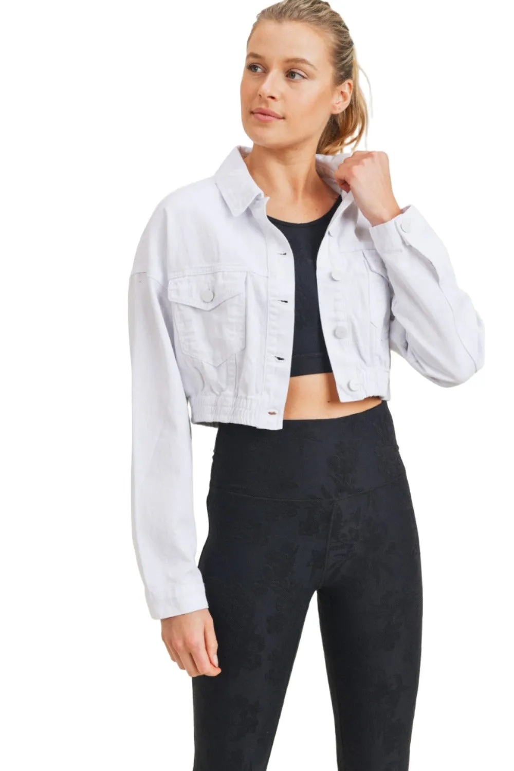 Mono B Crop White Denim Jacket KJ11743