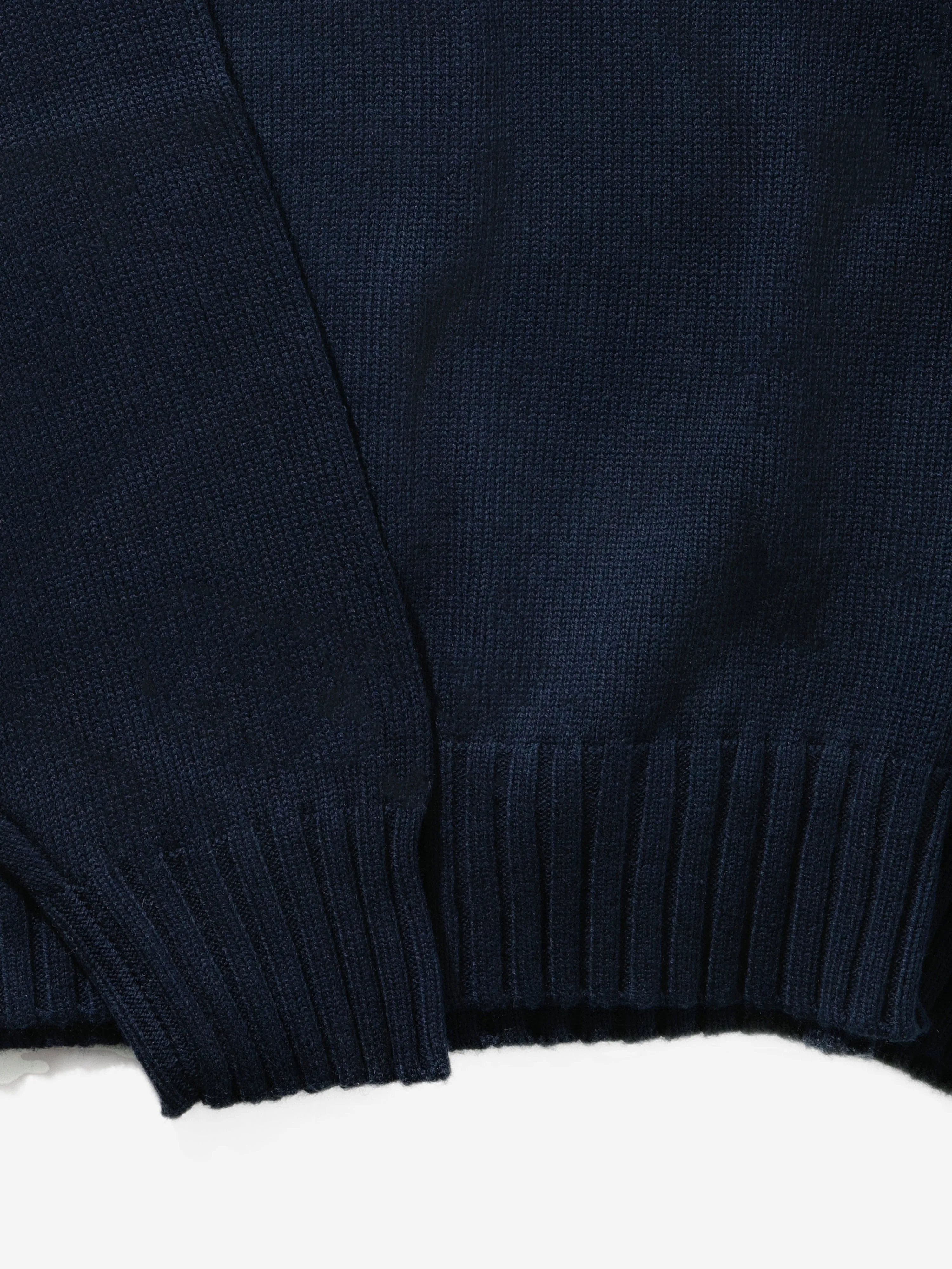 Navy Cotton Silk V-Neck Jersey