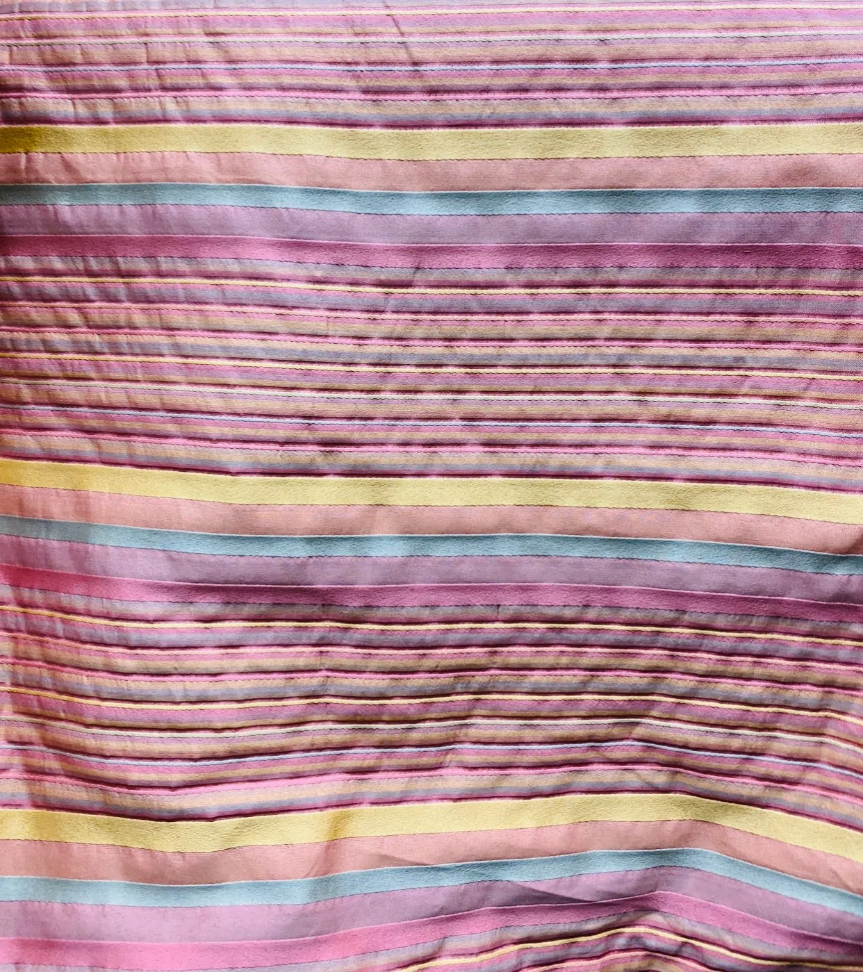 NEW Lady Miley Designer Striped Satin Decorating & Upholstery Fabric- Pink Yellow