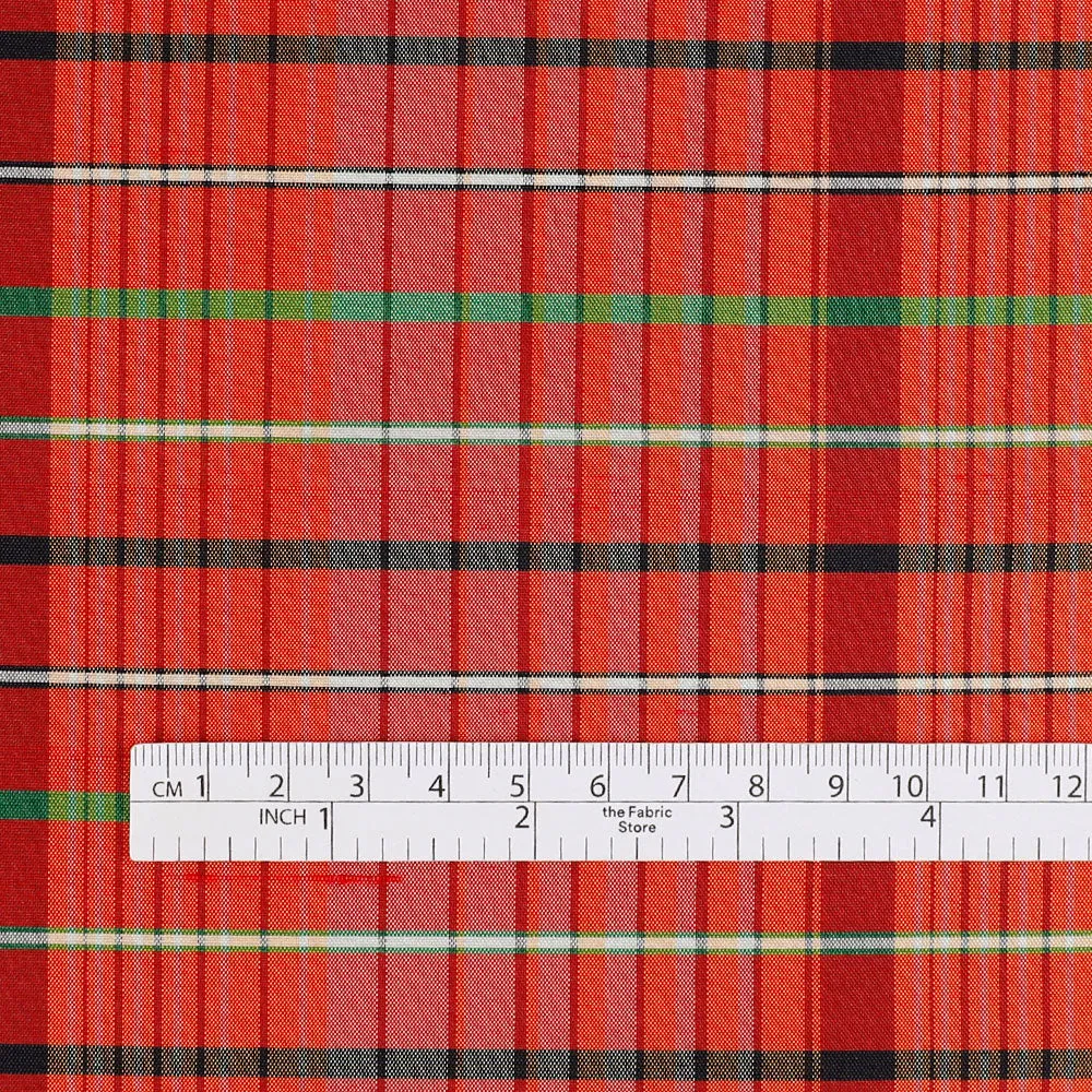 Ombre Plaid Silk / Poly Shantung - Watermelon