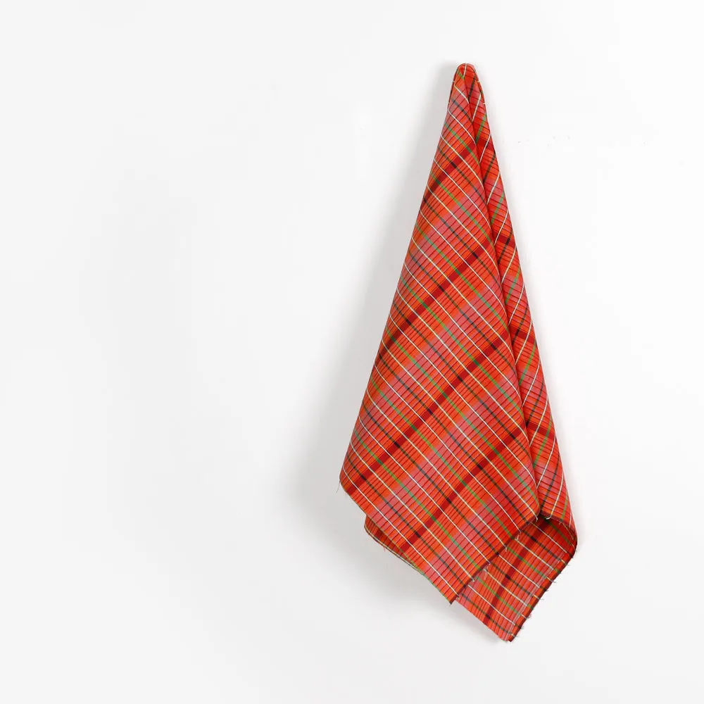 Ombre Plaid Silk / Poly Shantung - Watermelon